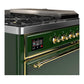 Ilve UM48FSQNR3EGG Ilve Um48Fsqnr3Egg Majestic Iii 48 Inch Dual Fuel Range With 5 Black Brass Burners, Griddle And French Top, Dual Function Burner Up To 25,000 Btu (Natural Gas, Solid Door, Emerald Green, Brass)