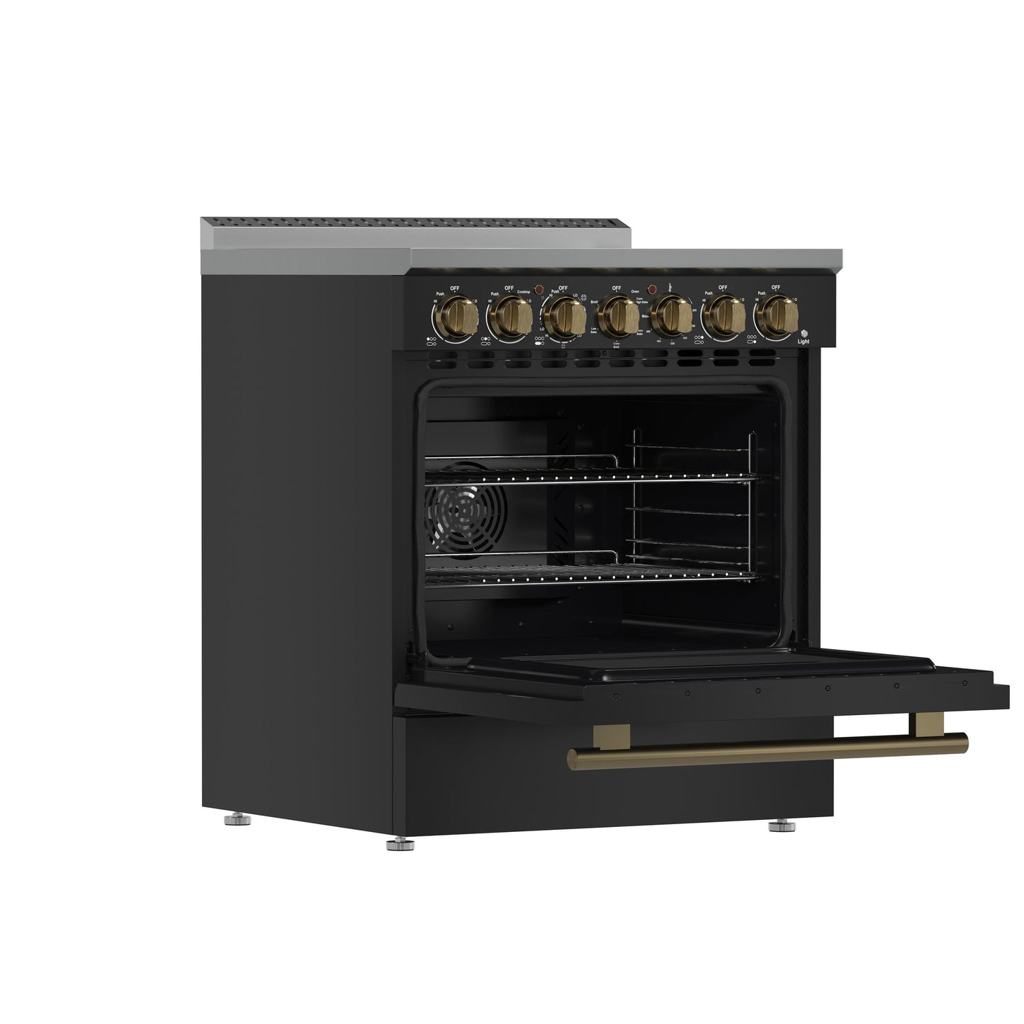 Forno FFSEL601130BLK Forno Paolo 30-Inch Freestanding Electric Range, Black, 4.38 Cu.Ft, True Convection Oven, Energy Efficient