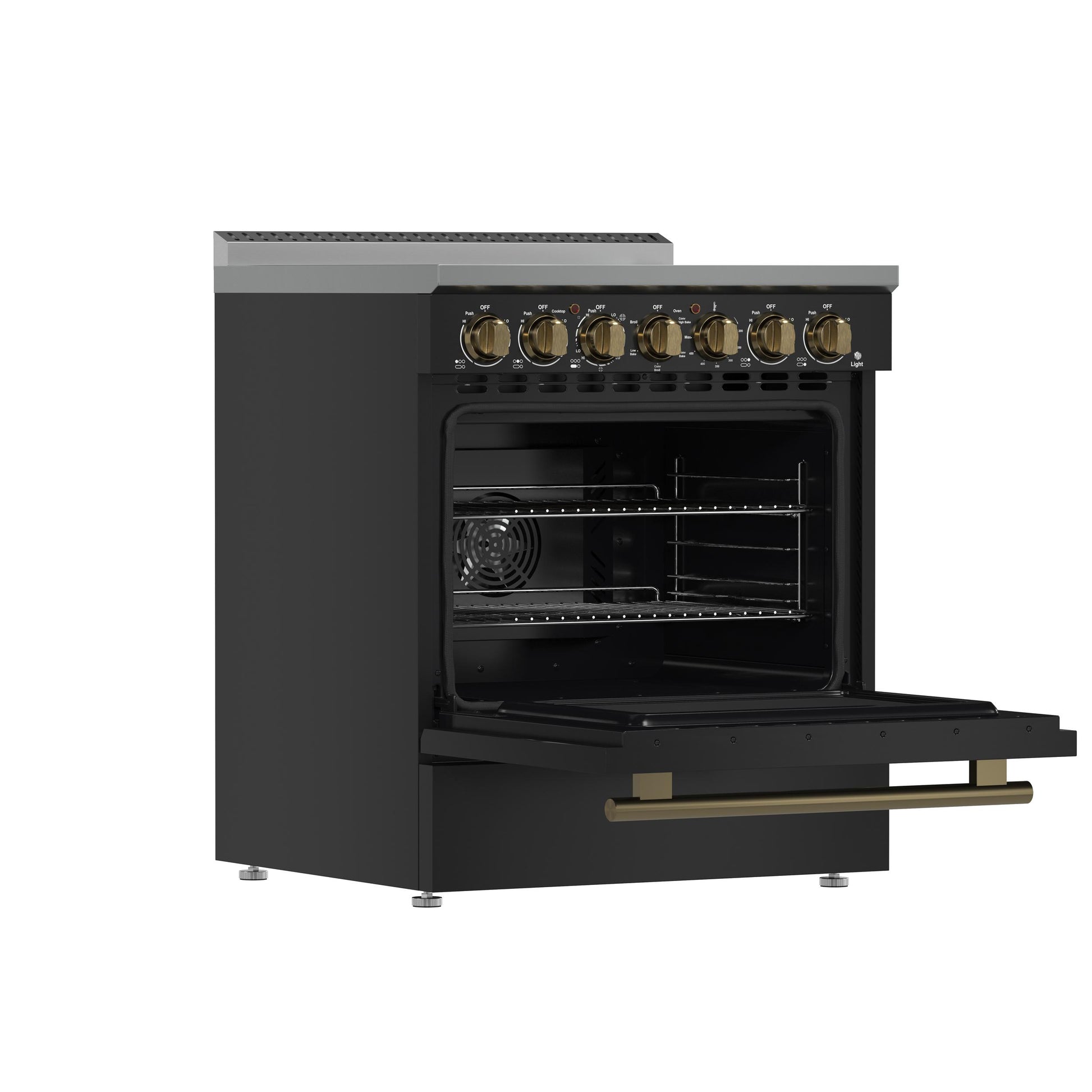Forno FFSEL601130BLK Forno Paolo 30-Inch Freestanding Electric Range, Black, 4.38 Cu.Ft, True Convection Oven, Energy Efficient