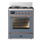 Ilve UM30NR3BGP Ilve Um30Nr3Bgp Majestic Iii 30 Inch Dual Fuel Range With 5 Black Brass Burners, Dual Function Burner Up To 25,000 Btu (Natural Gas, Triple Glass Door, Blue Grey, Copper)