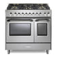 Verona VUFSGG365DSS Verona Vufsgg365Dss 36 Inch Ultima Collection Double Oven Gas Range With 5 Brass Burners, 4.1 Cu. Ft. Oven Total Capacity In Stainless Steel