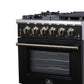 Forno FFSGS623930BLK Forno Massimo 30-Inch Black Freestanding Gas Range, 5 Burners, True Convection Oven