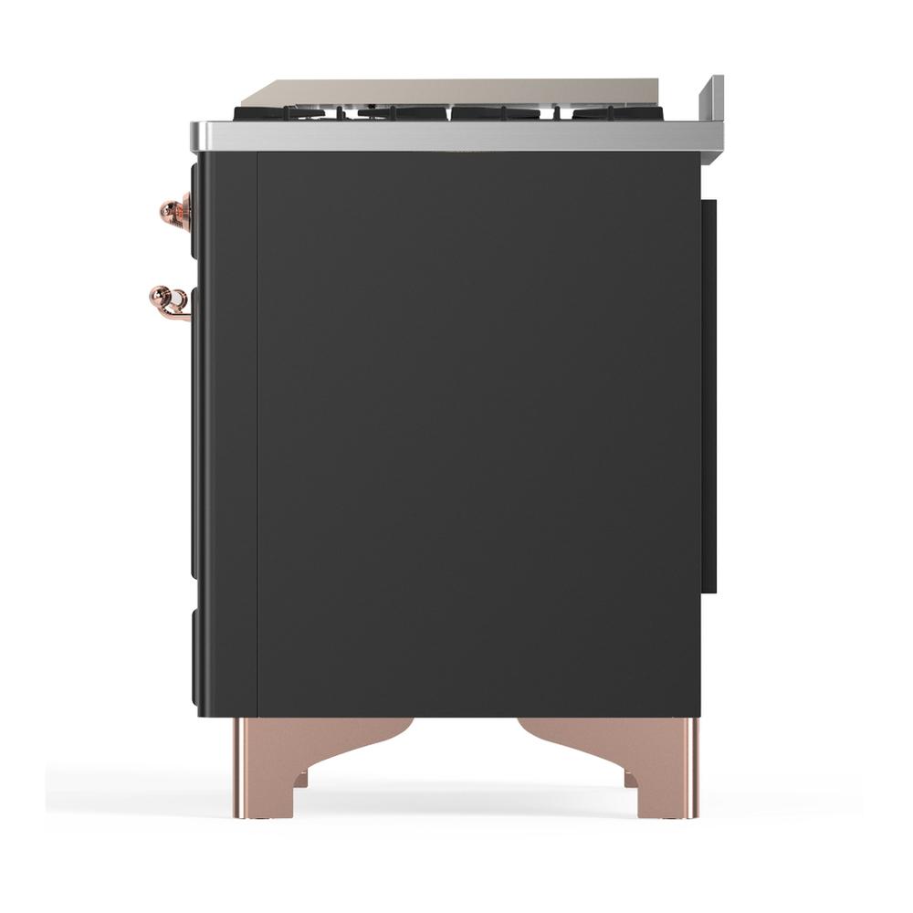 Ilve UM48FNR3MGP Ilve Um48Fnr3Mgp Majestic Iii 48 Inch Dual Fuel Range With 8 Burners And Griddle, Dual Function Burner Up To 25,000 Btu (Natural Gas, Triple Glass Door, Graphite Matte, Copper)