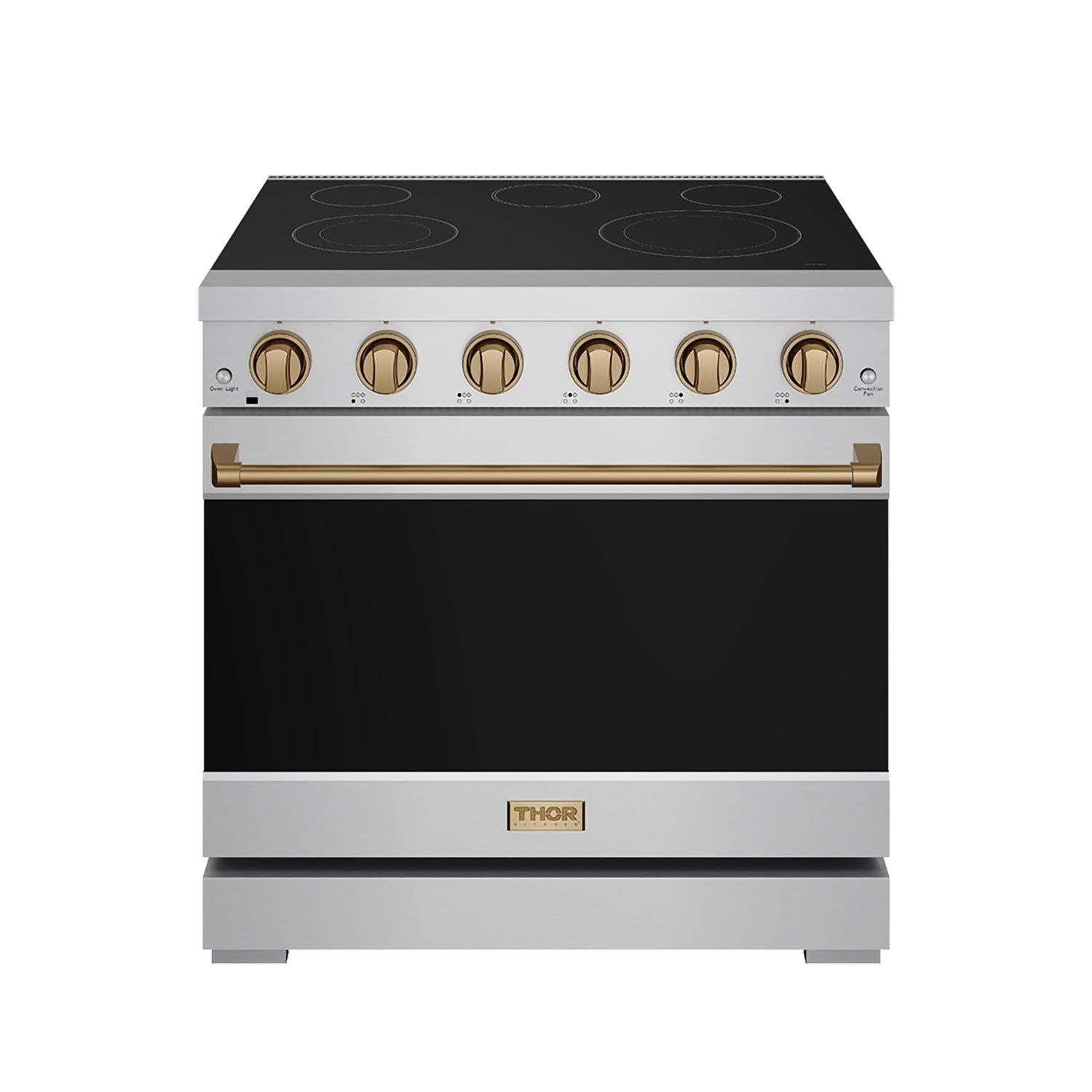 Thor Kitchen RSE36PBRZ 36 Inch Professional Electric Range In Stainless Steel/Bronze Gordon Ramsay Series