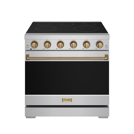 Thor Kitchen RSE36PBRZ 36 Inch Professional Electric Range In Stainless Steel/Bronze Gordon Ramsay Series