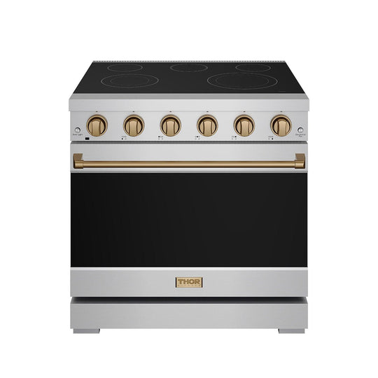 Thor Kitchen RSE36PBRZ 36 Inch Professional Electric Range In Stainless Steel/Bronze Gordon Ramsay Series