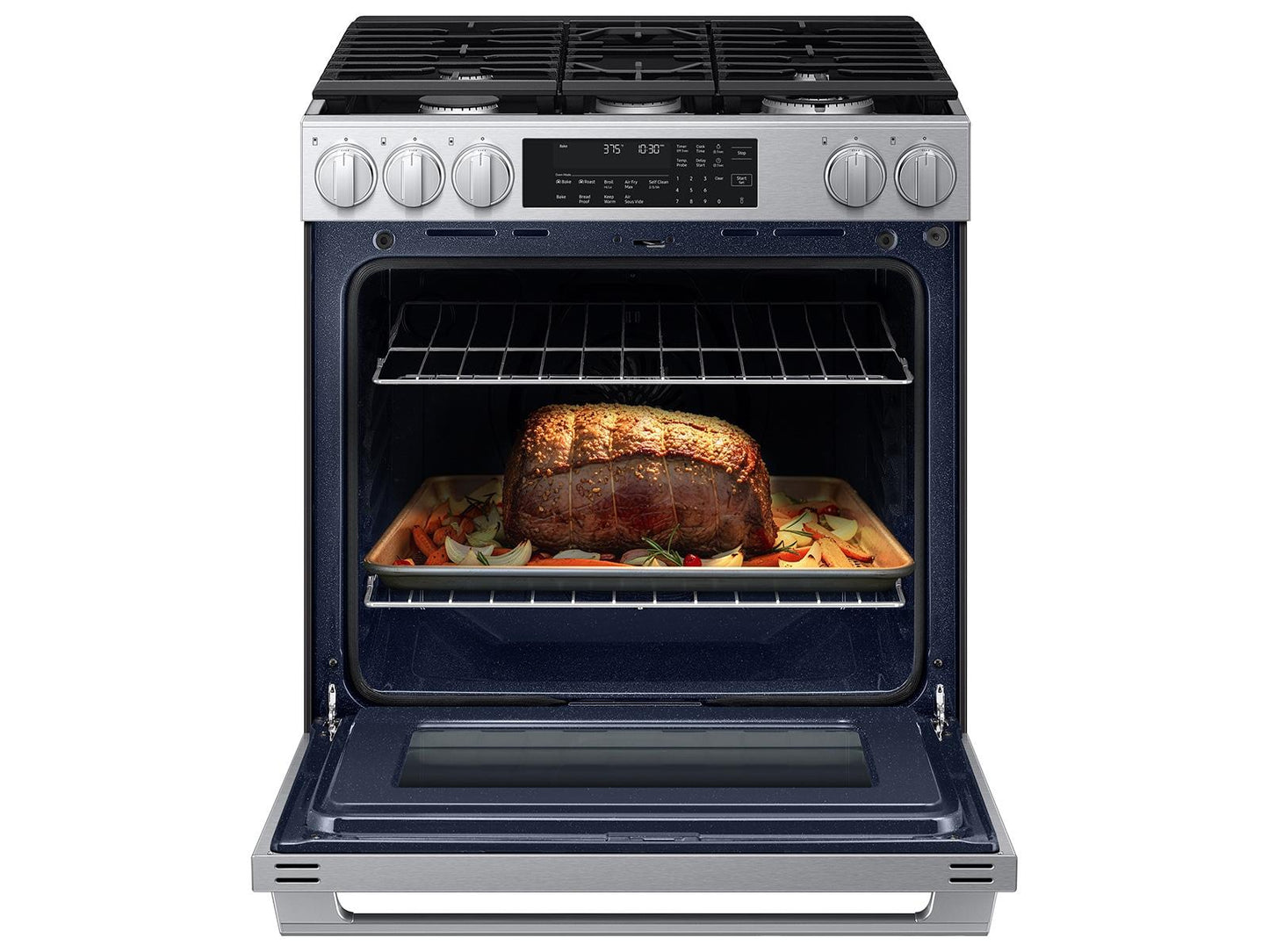 Samsung NSG90H63SR Bespoke Smart Slide-In Dual Fuel Range Pro Style Elite Design Illuminated Knobs Air Fry Max