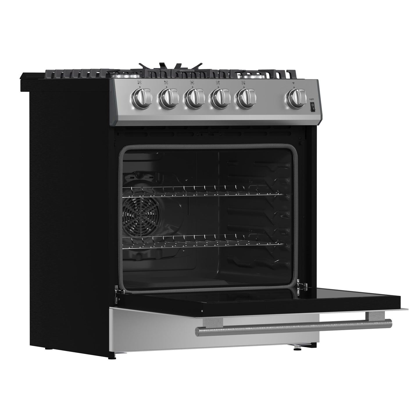 Forno FFSGS111630 Forno Leonardo 30-Inch Stainless Steel Gas Range, 5 Sealed Burners (Totaling 39,500 Btu), 5 Cu.Ft. Convection Oven, Continuous Cast Iron Grates, Black Enamel Interior, Auto Re-Ignition, Lp Conversion Kit Included