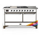 Ilve UM60FSQNR3RABLP Ilve Um60Fsqnr3Rablp Majestic Iii 60 Inch Dual Fuel Range With 7 Burners, Griddle And French Top, Dual Function Burner With Up To 25,000 Btu (Liquid Propane, Solid Door, Ral, Burnished)