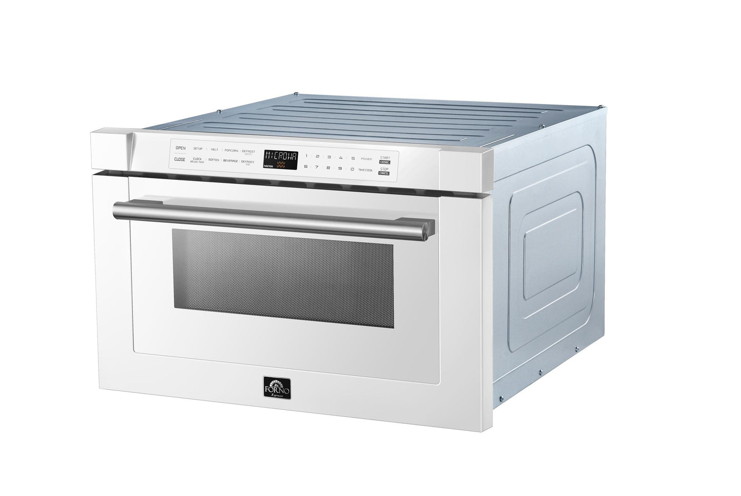 Forno FMWDR300024WHT Forno Capoliveri Espresso 24-Inch Microwave Drawer, White, 1.2 Cu.Ft, 1500 Watts, Built-In, Touch Control Lcd Display, Auto-Touch Open/Close, 11 Power Levels, Sensor Cooking