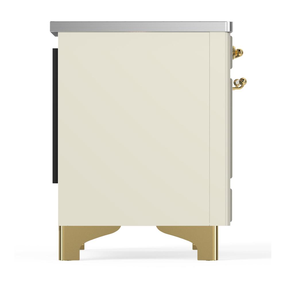 Ilve UMIB36QNR3AWG Ilve Umib36Qnr3Awg Majestic Iii 36 Inch Induction Range With 6 Elements, 3.5 Cu. Ft. Total Oven Capacity (Solid Door, Antique White, Brass)