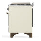 Ilve UM36FQNR3AWBLP Ilve Um36Fqnr3Awblp Majestic Iii 36 Inch Dual Fuel Range With 6 Black Brass Burners And Griddle, Dual Function Burner Up To 25,000 Btu (Solid Door, Antique White, Burnished, Liquid Propane)