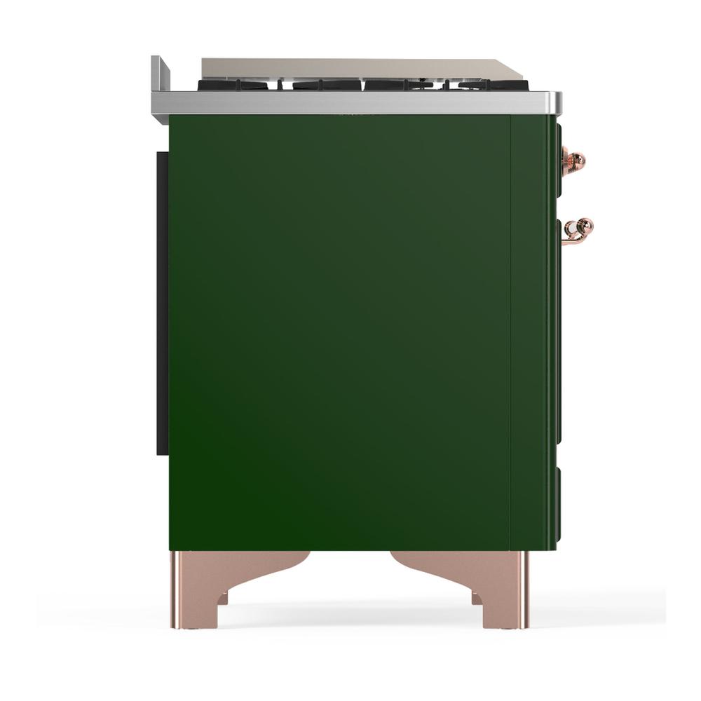 Ilve UM48FNR3EGP Ilve Um48Fnr3Egp Majestic Iii 48 Inch Dual Fuel Range With 8 Burners And Griddle, Dual Function Burner Up To 25,000 Btu (Natural Gas, Triple Glass Door, Emerald Green, Copper)