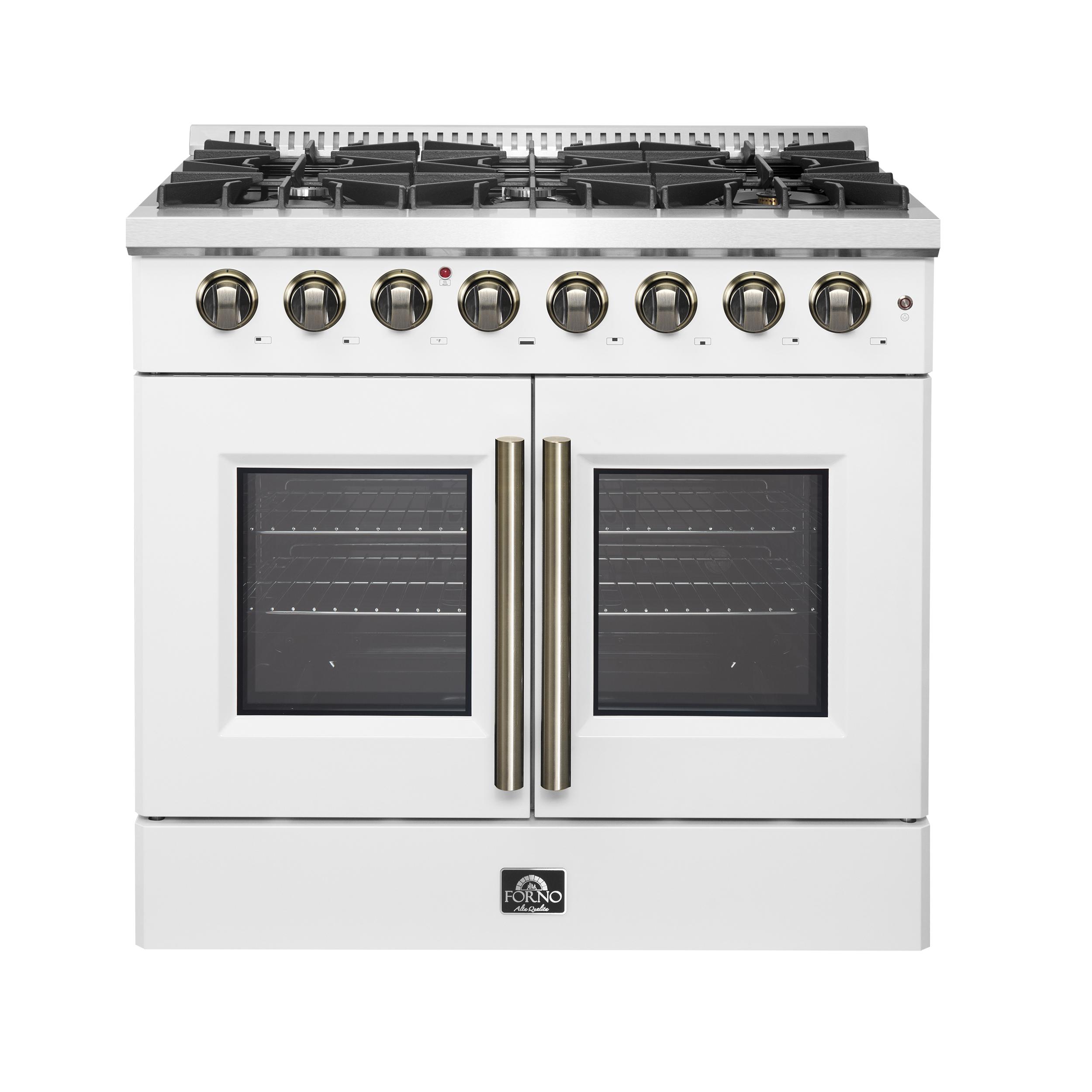 Forno FFSGS635636WHT Forno Galiano 36-Inch Freestanding French Door Dual Fuel Range White