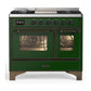 Ilve UMD40FNR3EGBLP Ilve Umd40Fnr3Egblp Majestic Iii 40 Inch Dual Fuel Range With 6 Burners And Griddle, Dual Function Burner Up To 25,000 Btu (Liquid Propane, Triple Glass Door, Emerald Green, Burnished)