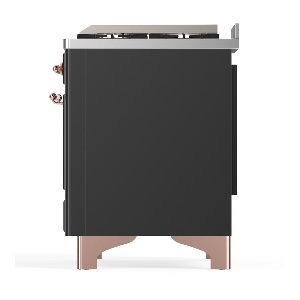 Ilve UM60FSNR3MGPLP Ilve Um60Fsnr3Mgplp Majestic Iii 60 Inch Dual Fuel Range With 7 Burners, Griddle And French Top, Dual Function Burner With Up To 25,000 Btu (Liquid Propane, Triple Glass Door, Graphite Matte, Copper)