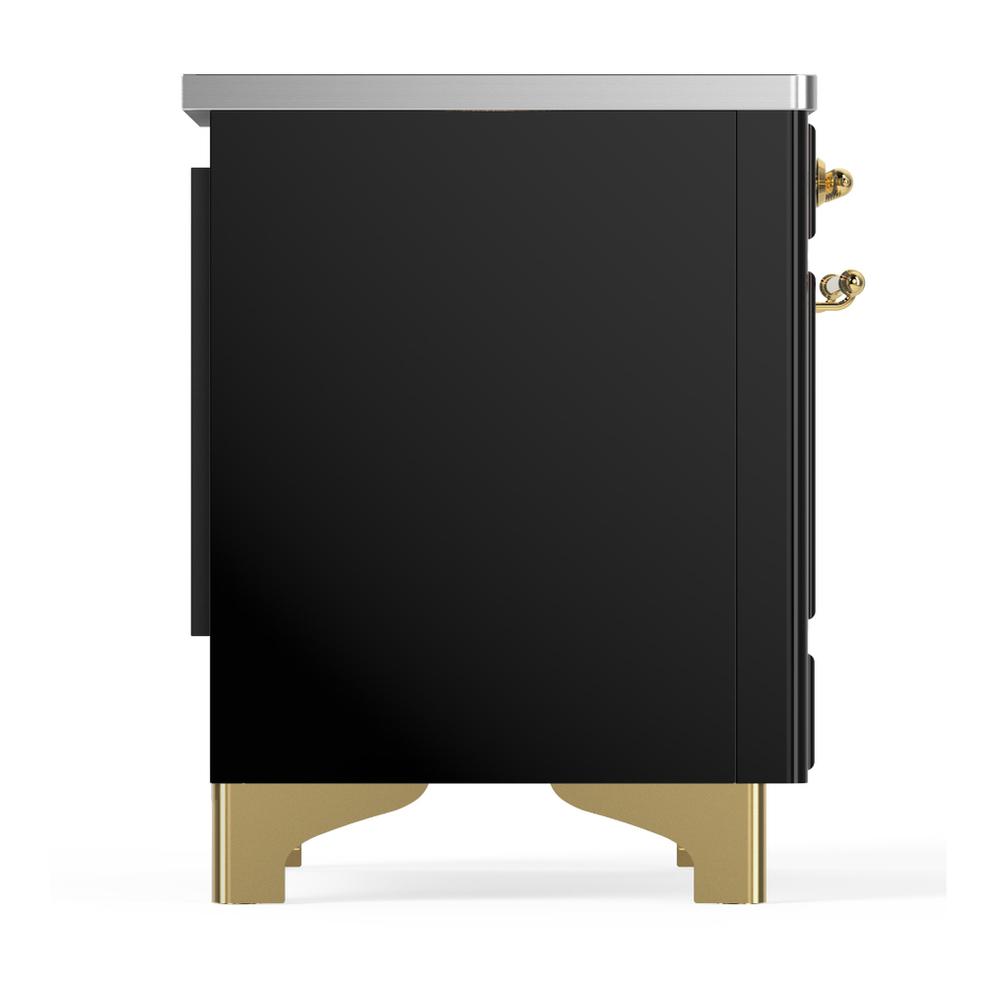 Ilve UMDIB40NR3BKG Ilve Umdib40Nr3Bkg Majestic Iii 40 Inch Induction Range With 6 Elements, 3.82 Cu. Ft. Total Oven Capacity (Triple Glass Door, Glossy Black, Brass)