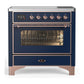 Ilve UMIB36NR3MBP Ilve Umib36Nr3Mbp Majestic Iii 36 Inch Induction Range With 6 Elements, 3.5 Cu. Ft. Total Oven Capacity (Triple Glass Door, Midnight Blue, Copper)