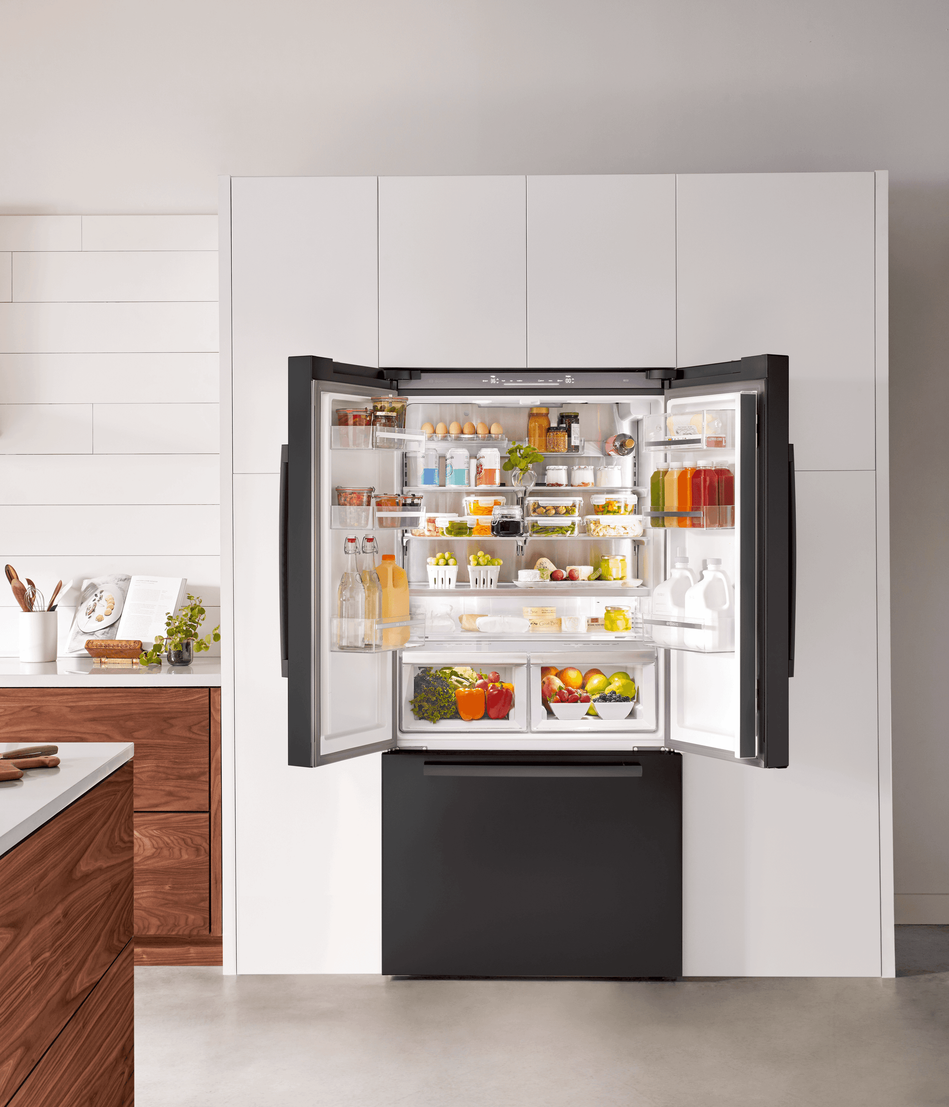Bosch B36CT84SNB 800 Series, French Door Bottom Freezer, Multi Door, 36'', Black Inox-Antifingerprint