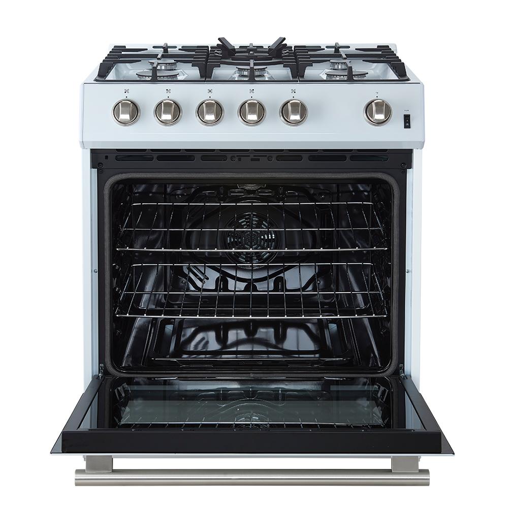Forno FFSGS111630WHT Forno Leonardo Espresso 30-Inch White Gas Range, 5 Burners, 39,500 Btu, 5 Cu.Ft Convection Oven