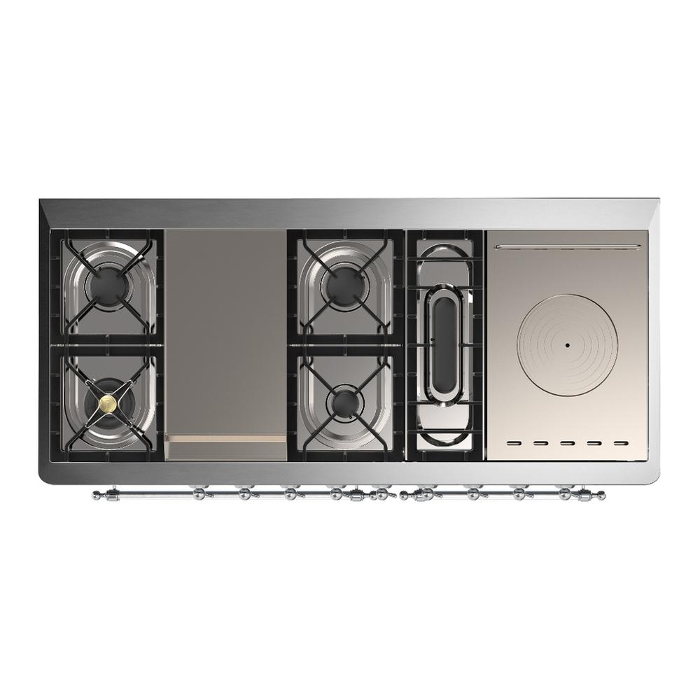 Ilve UM60FSNR3AWCLP Ilve Um60Fsnr3Awclp Majestic Iii 60 Inch Dual Fuel Range With 7 Burners, Griddle And French Top, Dual Function Burner With Up To 25,000 Btu (Liquid Propane, Triple Glass Door, Antique White, Chrome)