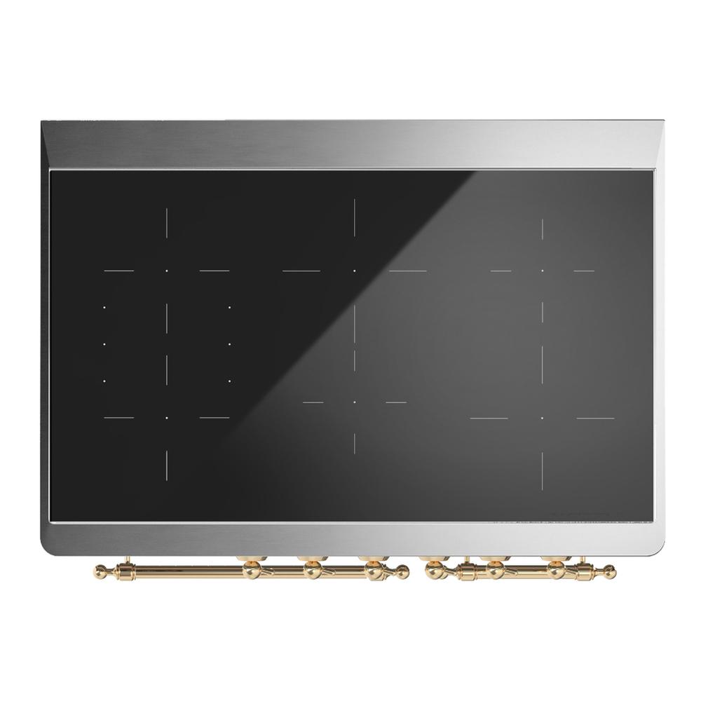Ilve UMDIB40QNR3EGG Ilve Umdib40Qnr3Egg Majestic Iii 40 Inch Induction Range With 6 Elements, 3.82 Cu. Ft. Total Oven Capacity (Solid Door, Emerald Green, Brass)