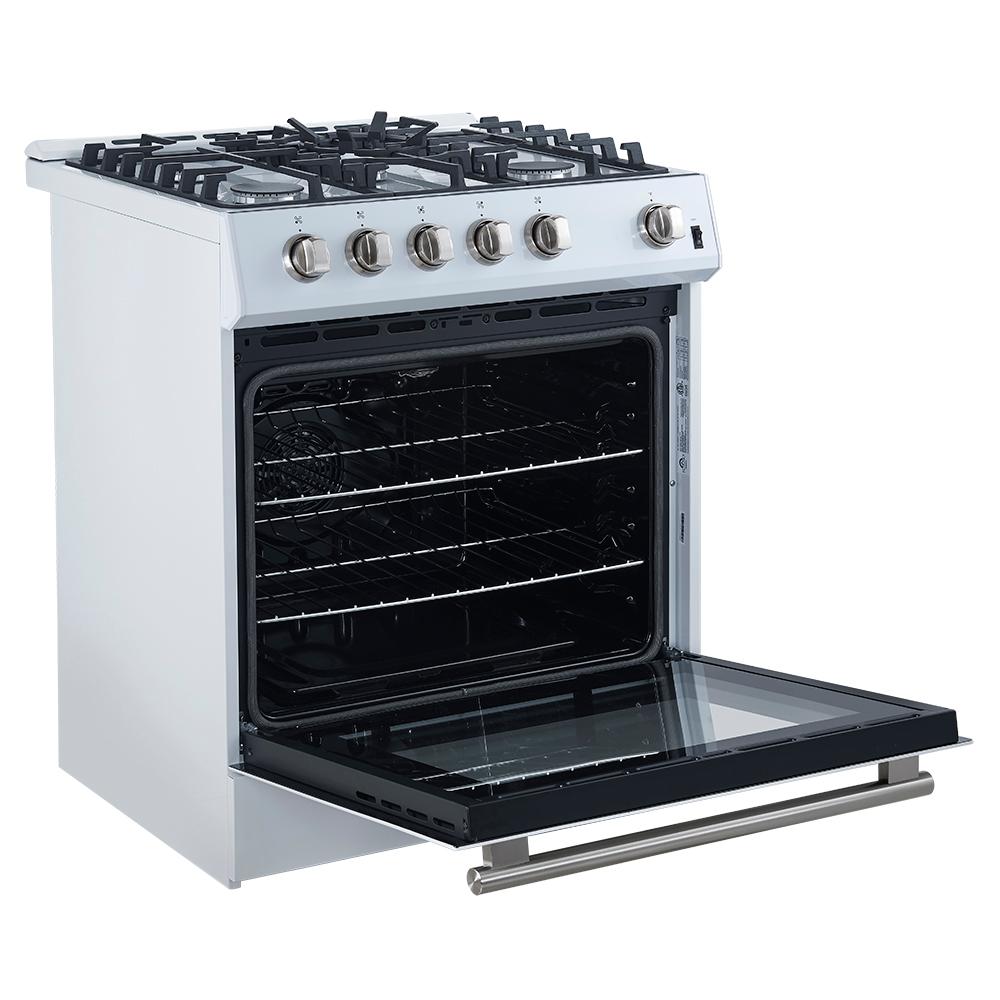 Forno FFSGS111630WHT Forno Leonardo Espresso 30-Inch White Gas Range, 5 Burners, 39,500 Btu, 5 Cu.Ft Convection Oven