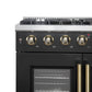 Forno FFSGS644436BLK Forno Galiano 36-Inch French Door Gas Range Black And Antique Brass Design, 6 Sealed Burners 83,000 Btu, 5.36 Cu.Ft. Convection Oven