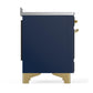 Ilve UMIB48QNR3MBG Ilve Umib48Qnr3Mbg Majestic Iii 48 Inch Induction Range With 6 Elements, 5.02 Cu. Ft. Total Oven Capacity (Solid Door, Midnight Blue, Brass)