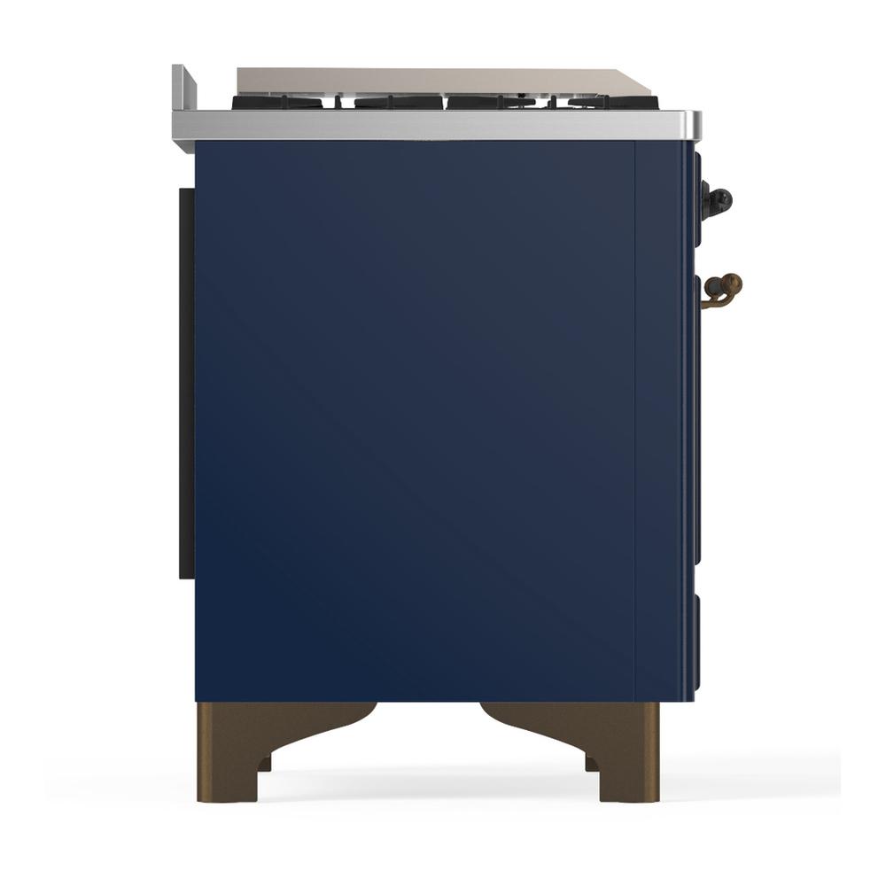 Ilve UMD40FNR3MBBLP Ilve Umd40Fnr3Mbblp Majestic Iii 40 Inch Dual Fuel Range With 6 Burners And Griddle, Dual Function Burner Up To 25,000 Btu (Liquid Propane, Triple Glass Door, Midnight Blue, Burnished)