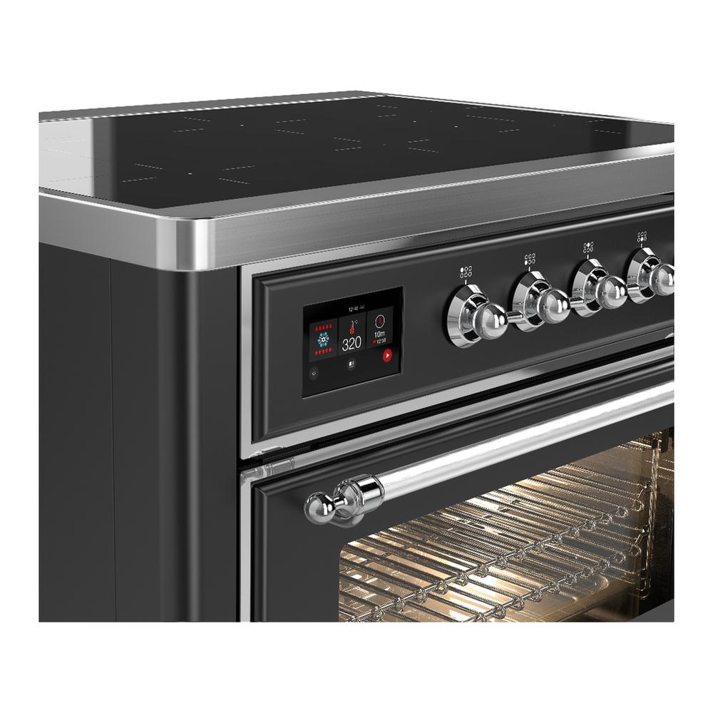 Ilve UMIB36NR3MGC Ilve Umib36Nr3Mgc Majestic Iii 36 Inch Induction Range With 6 Elements, 3.5 Cu. Ft. Total Oven Capacity (Triple Glass Door, Graphite Matte, Chrome)