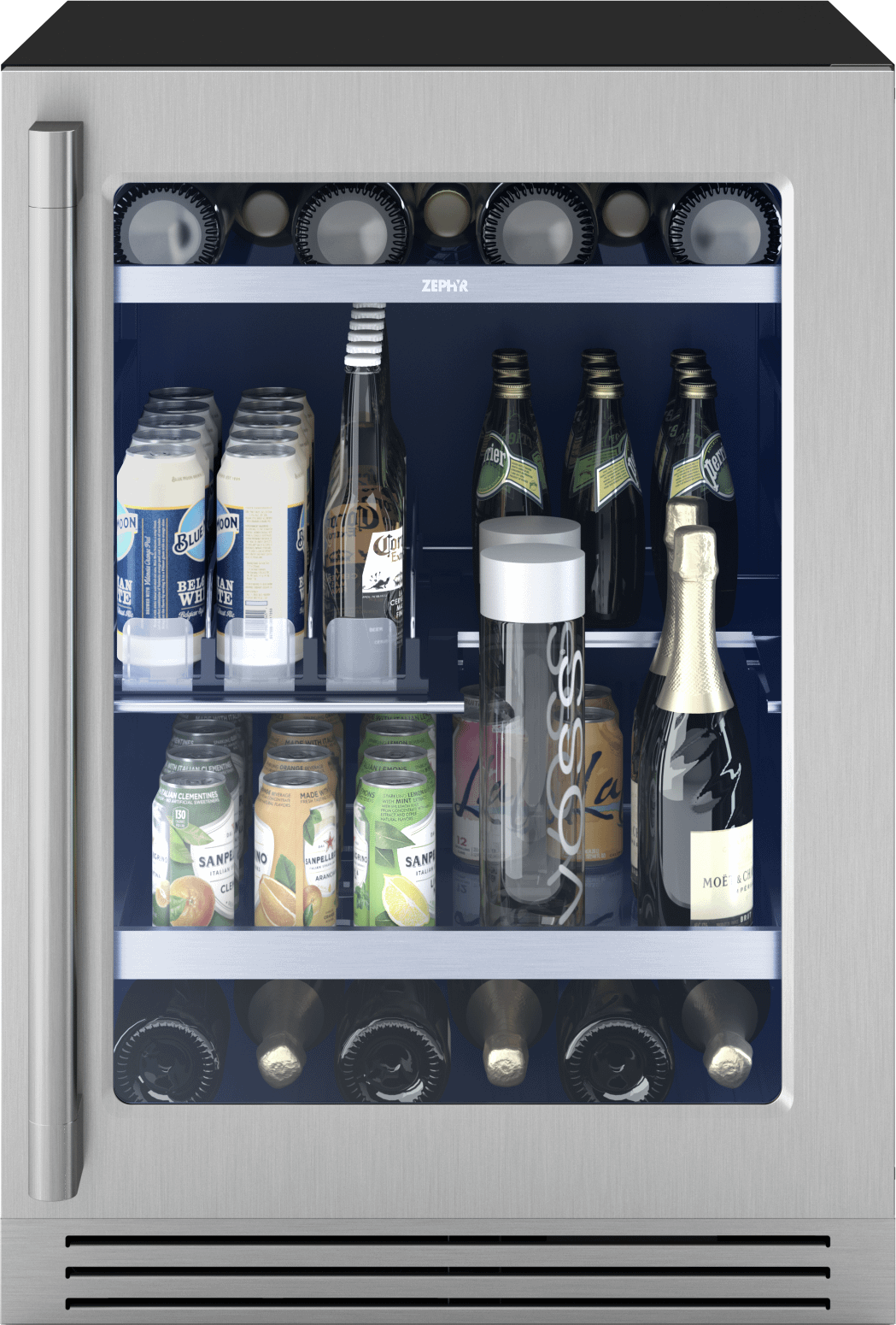 Zephyr PRPB24C01CG Presrv Pro Beverage Cooler, 24In Under Cabinet, Ss+Glass, Reverse Door, 1 Zone