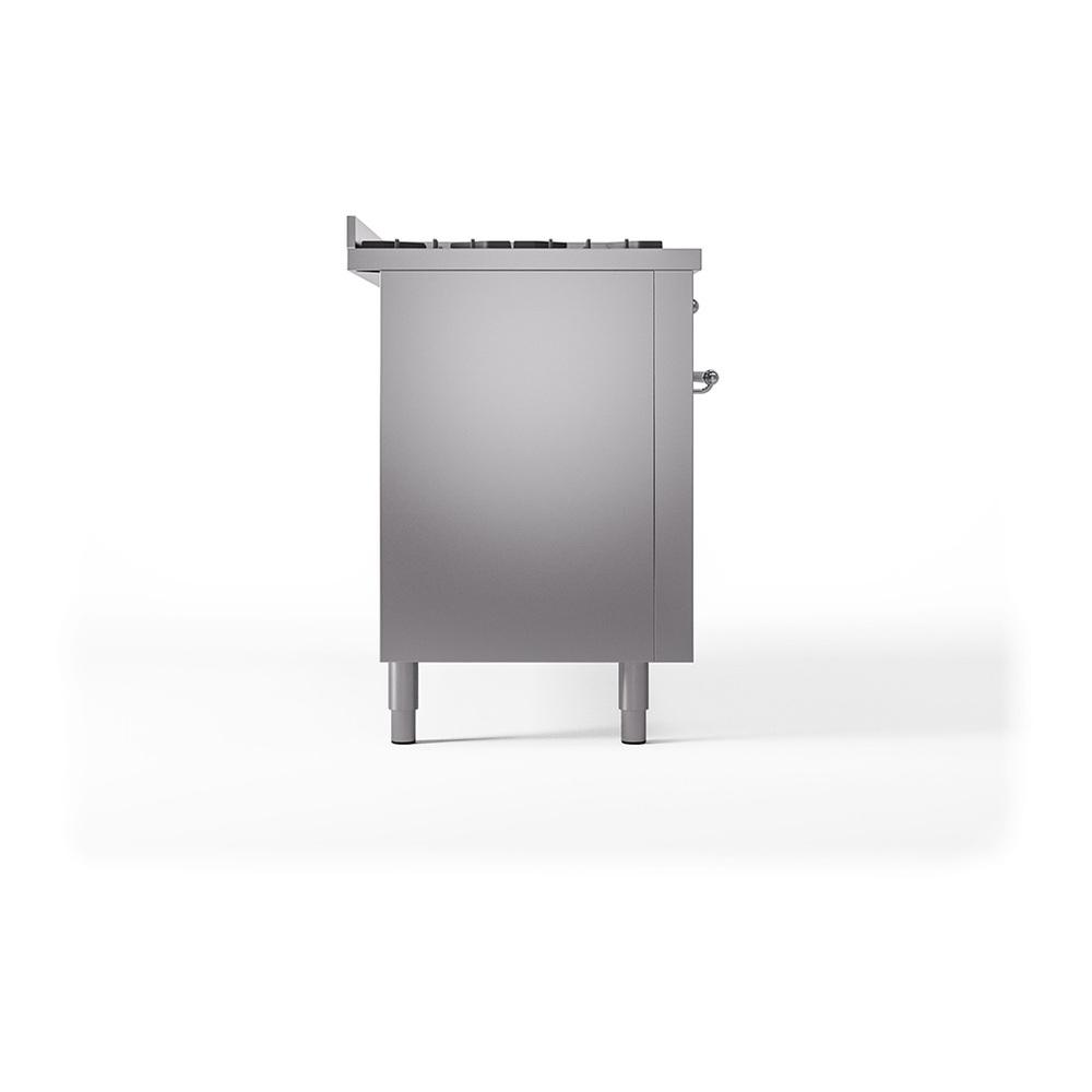 Ilve UN60FQNMPSSCLP Ilve Un60Fqnmpssclp Nostalgie Ii Noblesse 60" Dual Fuel Range (9 Sealed Burners + Griddle, Liquid Propane, Solid Door, Stainless Steel, Chrome)