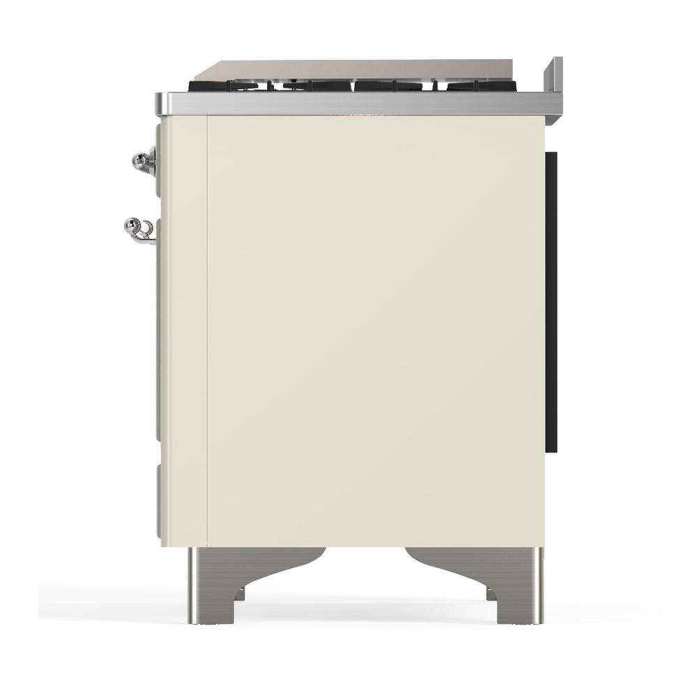 Ilve UM60FSQNR3AWC Ilve Um60Fsqnr3Awc Majestic Iii 60 Inch Dual Fuel Range With 7 Burners, Griddle And French Top, Dual Function Burner With Up To 25,000 Btu (Natural Gas, Solid Door, Antique White, Chrome)