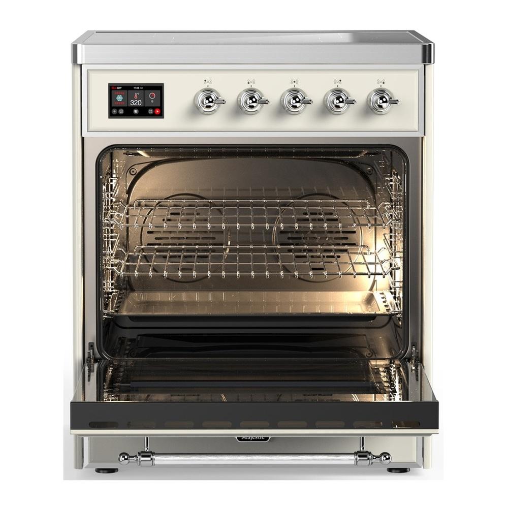 Ilve UMIB30QNR3AWC Ilve Umib30Qnr3Awc Majestic Iii 30 Inch Induction Range With 4 Elements, 4 Cu. Ft. Oven Capacity (Solid Door, Antique White, Chrome)