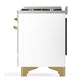 Ilve UMD40FNR3WHGLP Ilve Umd40Fnr3Whglp Majestic Iii 40 Inch Dual Fuel Range With 6 Burners And Griddle, Dual Function Burner Up To 25,000 Btu (Liquid Propane, Triple Glass Door, White, Brass)