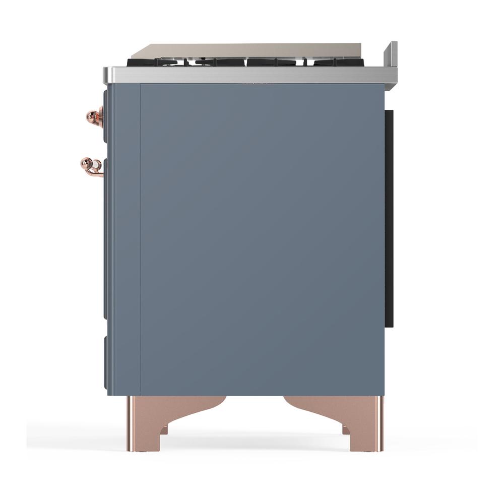 Ilve UM60FSNR3BGPLP Ilve Um60Fsnr3Bgplp Majestic Iii 60 Inch Dual Fuel Range With 7 Burners, Griddle And French Top, Dual Function Burner With Up To 25,000 Btu (Liquid Propane, Triple Glass Door, Blue Grey, Copper)