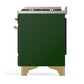 Ilve UMD40FNR3EGG Ilve Umd40Fnr3Egg Majestic Iii 40 Inch Dual Fuel Range With 6 Burners And Griddle, Dual Function Burner Up To 25,000 Btu (Natural Gas, Triple Glass Door, Emerald Green, Brass)