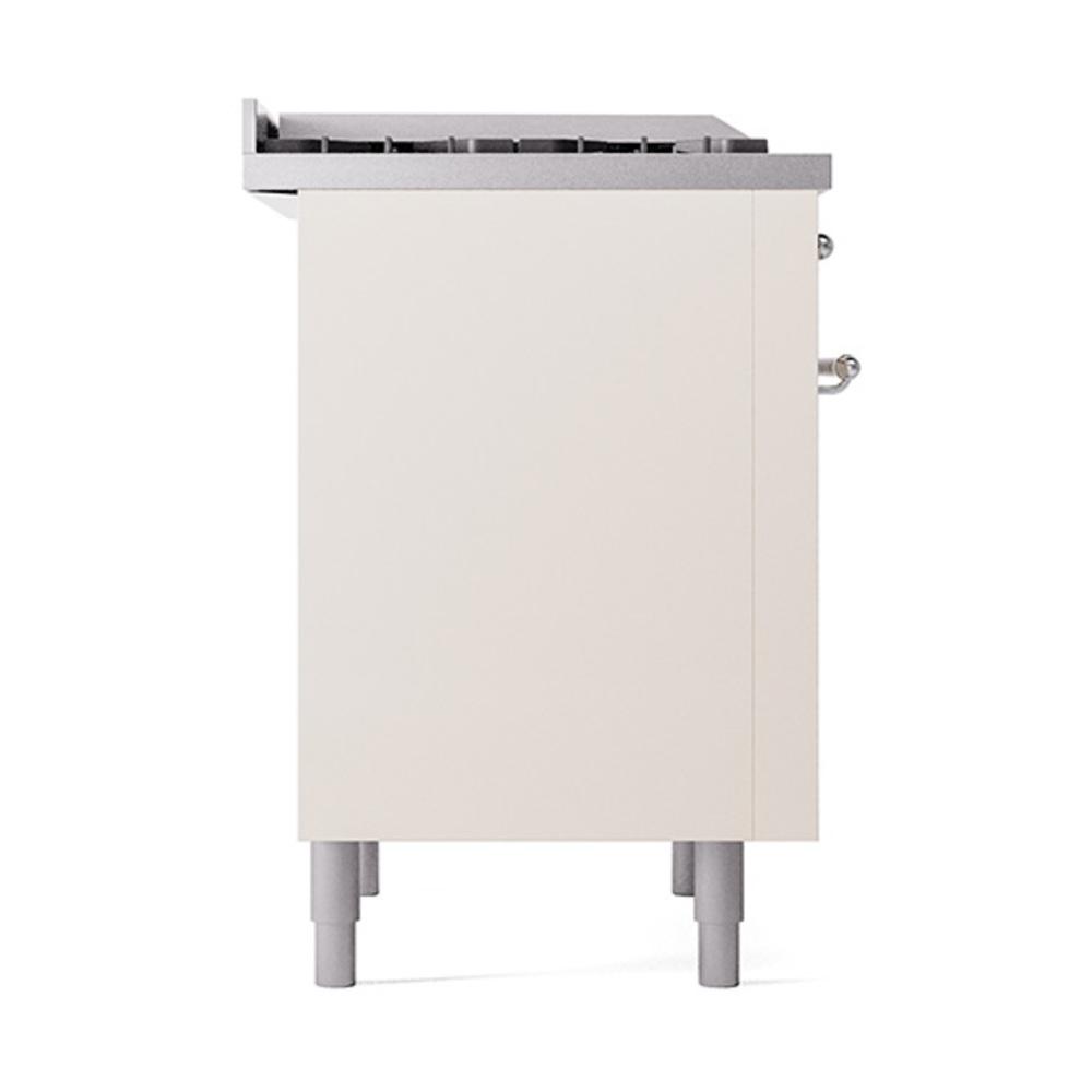 Ilve UN36FQNMPAWG Ilve Un36Fqnmpawg Nostalgie Ii Noblesse 36" Dual Fuel Range (Natural Gas, Solid Door, Antique White, Brass)