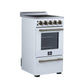Forno FFSEL605220WHT Forno Pallerano 20 Inch Freestanding Electric Range In White With Antique Brass, Compact Design