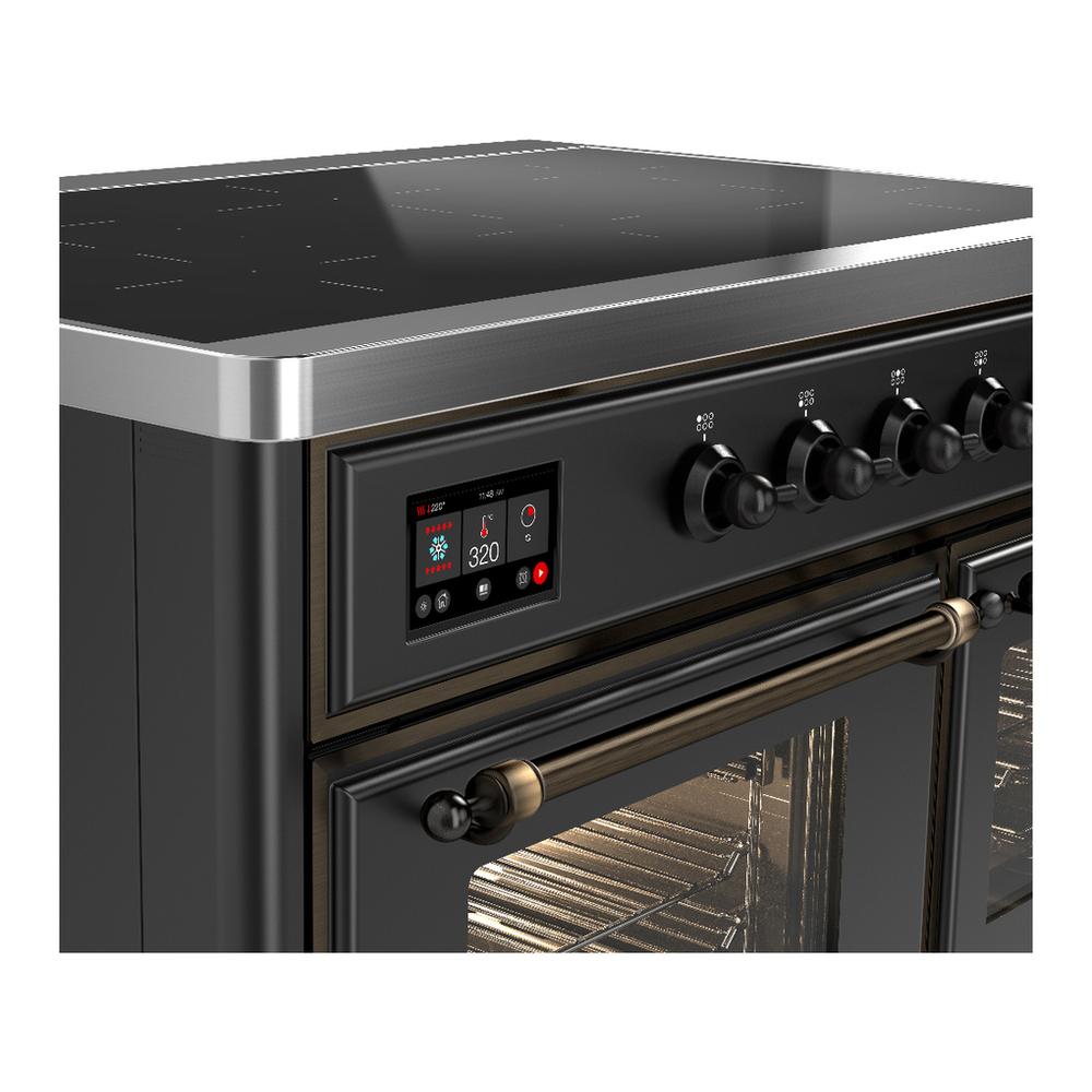 Ilve UMDIB40NR3MGB Ilve Umdib40Nr3Mgb Majestic Iii 40 Inch Induction Range With 6 Elements, 3.82 Cu. Ft. Total Oven Capacity (Triple Glass Door, Graphite Matte, Burnished)