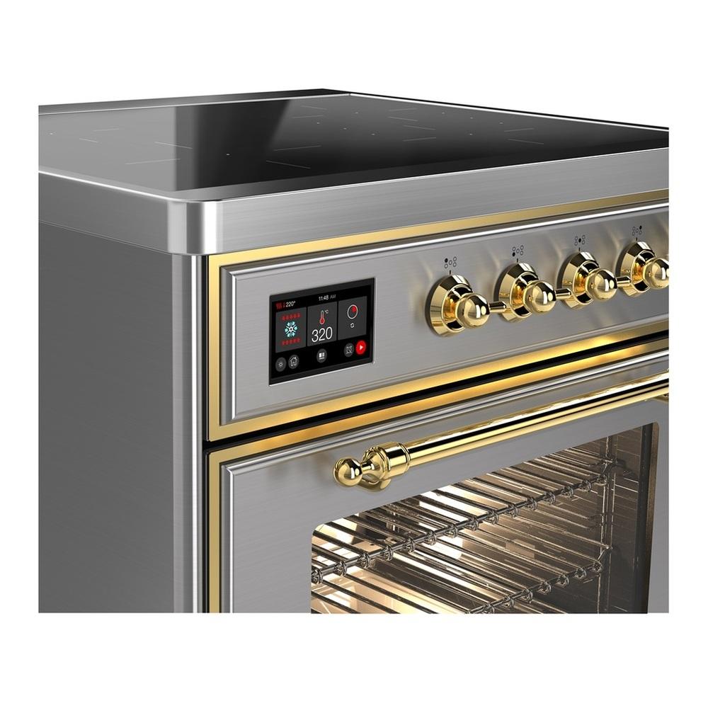 Ilve UMIB30NR3SSG Ilve Umib30Nr3Ssg Majestic Iii 30 Inch Induction Range With 4 Elements, 4 Cu. Ft. Oven Capacity (Triple Glass Door, Stainless Steel, Brass)