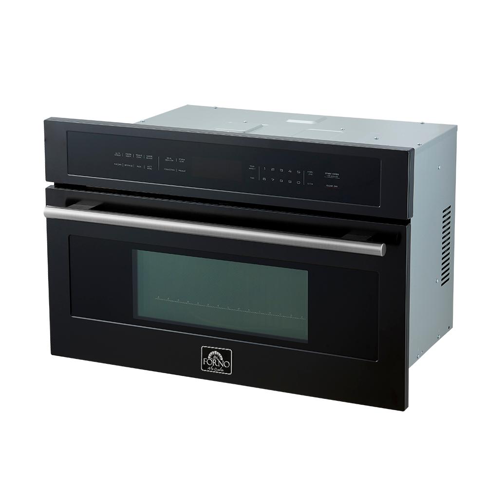 Forno FMWDR309330BLK Forno Oliena Espresso Black 30-Inch Built-In Microwave And Convection Oven Combo, 1.6 Cu.Ft, 1750W Convection, 1000W Microwave, Stainless Steel Interior, Glass Touch Controls, Sensor Cooking
