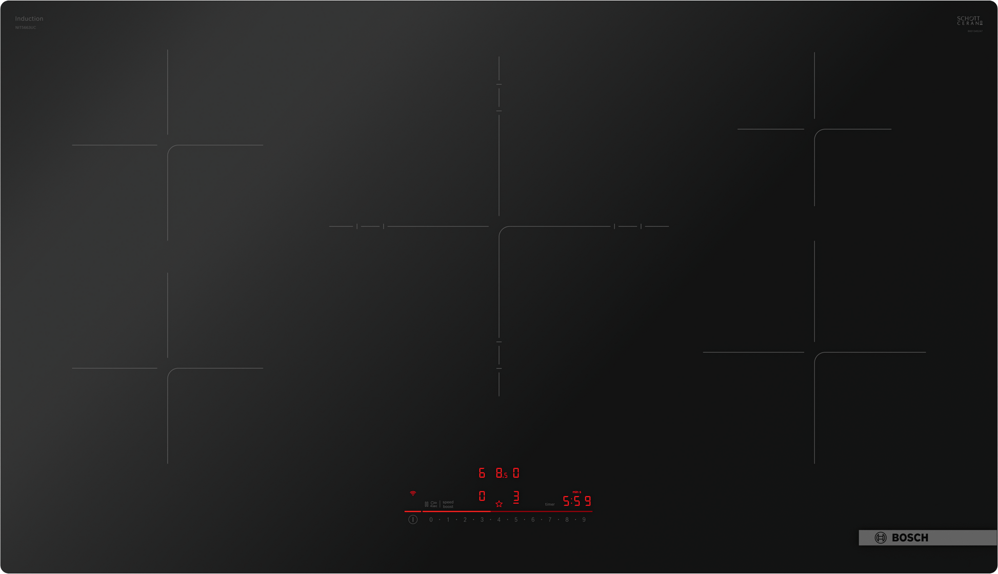 Bosch NIT5663UC 500 Series, Induction Hob, 36'', Surface Mount Without Frame