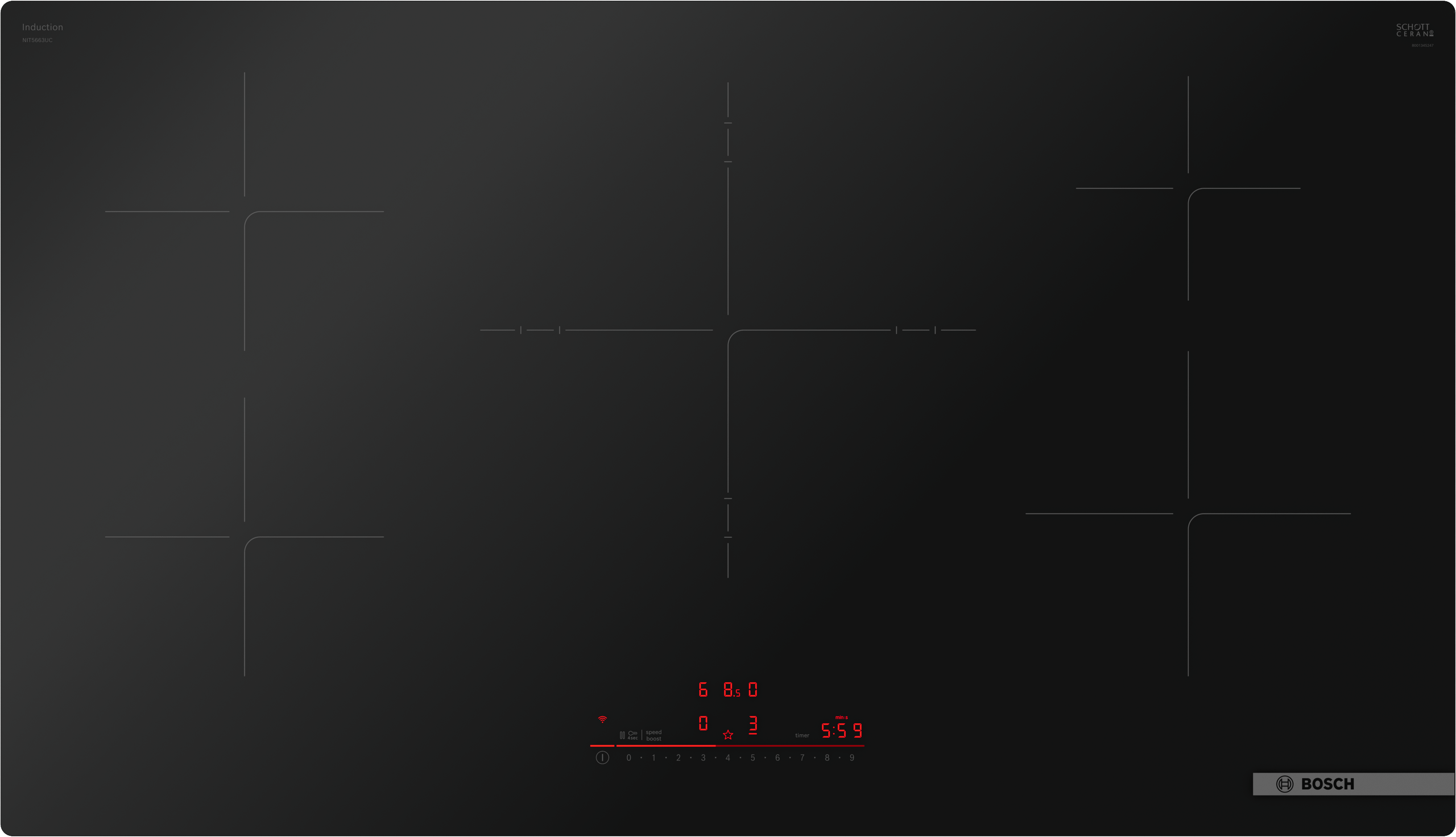 Bosch NIT5663UC 500 Series, Induction Hob, 36'', Surface Mount Without Frame