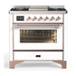 Ilve UM36FNR3WHP Ilve Um36Fnr3Whp Majestic Iii 36 Inch Dual Fuel Range With 6 Black Brass Burners And Griddle, Dual Function Burner Up To 25,000 Btu (Triple Glass Door, White, Copper, Natural Gas)