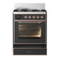 Ilve UM30NR3MGPLP Ilve Um30Nr3Mgplp Majestic Iii 30 Inch Dual Fuel Range With 5 Black Brass Burners, Dual Function Burner Up To 25,000 Btu (Liquid Propane, Triple Glass Door, Graphite Matte, Copper)