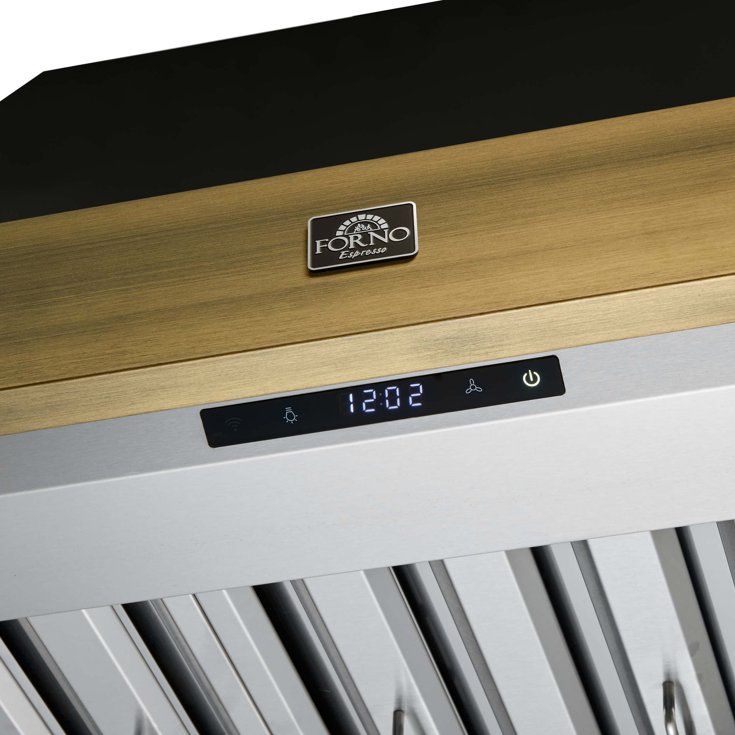 Forno FRHWM507836BLK Forno Vittorio 36-Inch Wall Mount Range Hood, Black With Antique Brass Trim, 424 Cfm Airflow, Dishwasher-Safe Baffle Filters, Remote Control, 3-Speed Fan, Bright Led Lighting.