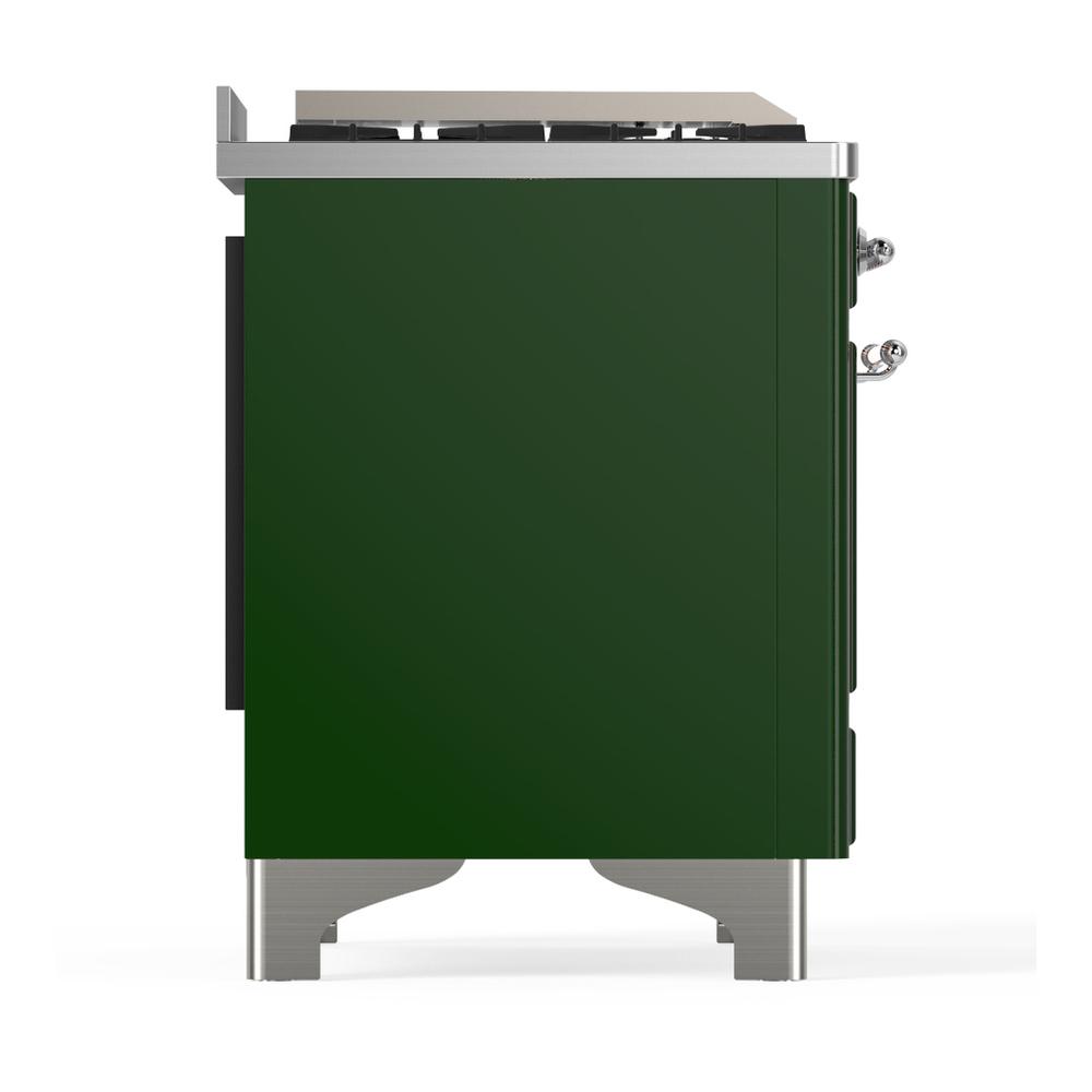 Ilve UM60FSNR3EGCLP Ilve Um60Fsnr3Egclp Majestic Iii 60 Inch Dual Fuel Range With 7 Burners, Griddle And French Top, Dual Function Burner With Up To 25,000 Btu (Liquid Propane, Triple Glass Door, Emerald Green, Chrome)