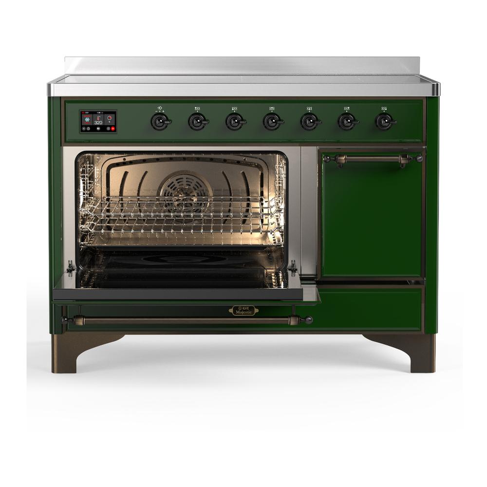 Ilve UMIB48QNR3EGB Ilve Umib48Qnr3Egb Majestic Iii 48 Inch Induction Range With 6 Elements, 5.02 Cu. Ft. Total Oven Capacity (Solid Door, Emerald Green, Burnished)